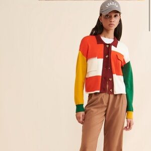 Colorblock Structured Cardigan from Flat White - 1X